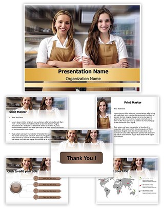 Cafe Waitresses Editable PowerPoint Template